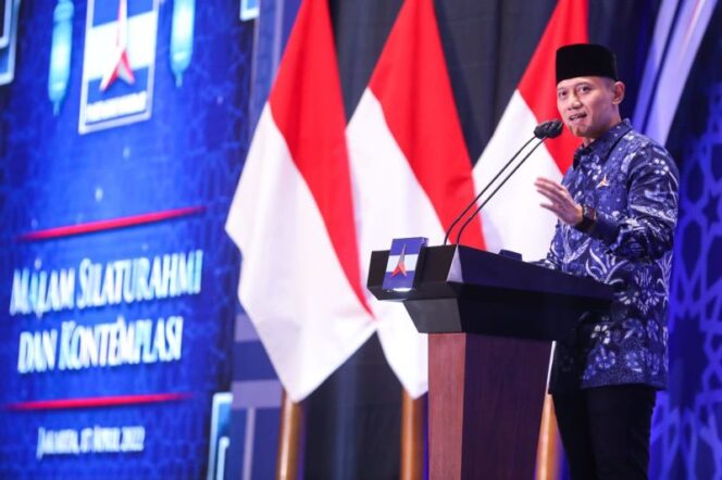 
					Agus Harimurti Yudhoyono (AHY) sedang sambutan dalam acara partai demokrat. (Foto; Istimewa)