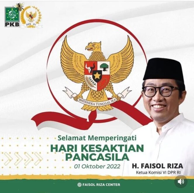 
					H. Faisol Riza mengatakan selamat Memperingati Hari Kesaktian Pancasila. (Foto; Ig Faiso_Riza_center)