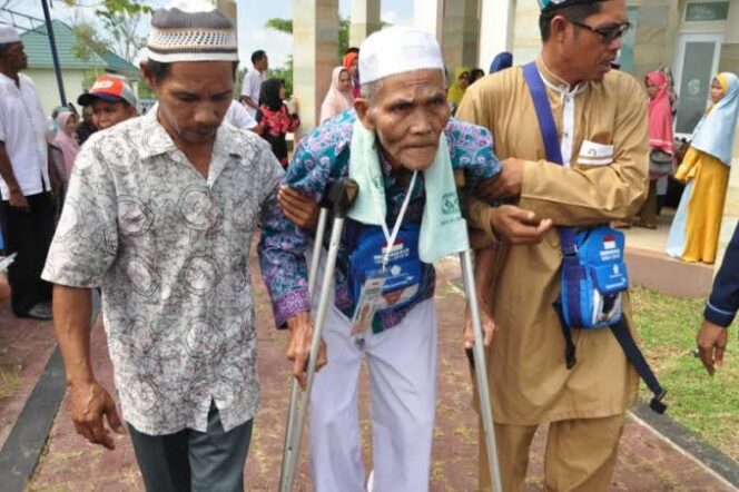 
					Salah satu jemaah haji Lansia. (Foto; kemenaq)