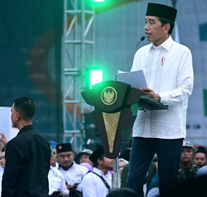 
					Presiden Jokowi saat Sambutan. (Foto; SRI)