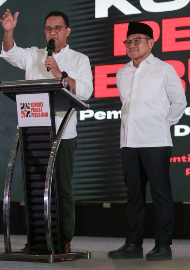 
					Anies-Muhaimin saat menghadiri sebuah acara. (Foto: Ig @cakiminow)