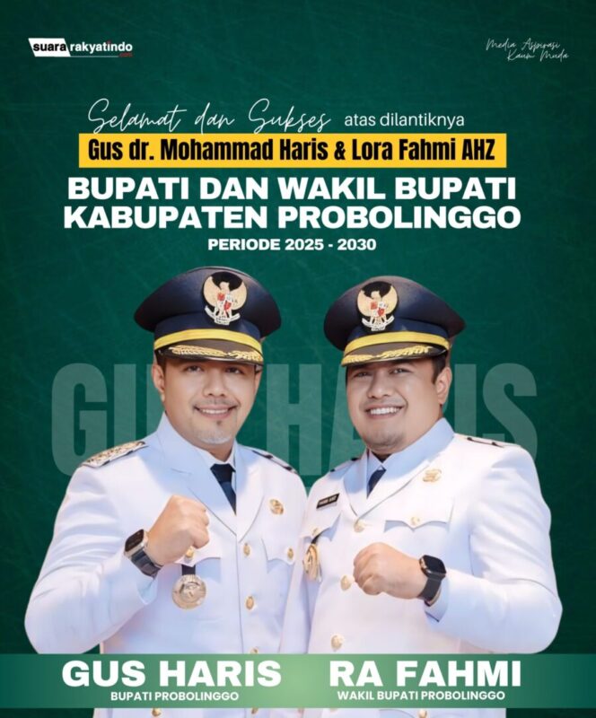 
					Ucapan selamat kepada Bupati dan Wakil Bupati Kabupaten Probolinggo. (Foto: SRI)