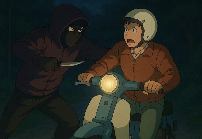 
					Ilustrasi begal sepeda motor.