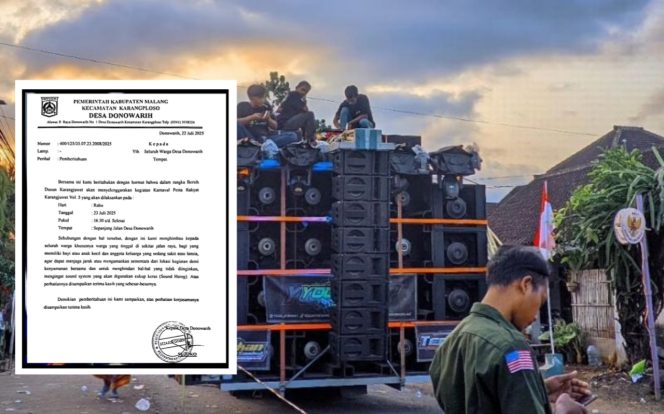 
					Pemdes Donowarih, Kecamatan Karangploso, Kabupaten Malang, mengeluarkan himbauan  jelang perayaan Bersih Desa dan Karnaval Pesta Rakyat Karangjuwet. (Foto: Istimewa)