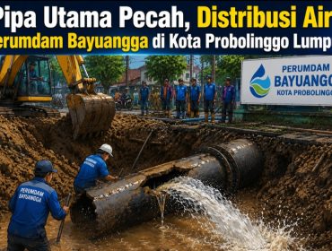 Pipa Utama Pecah, Distribusi Air Perumdam Bayuangga di Kota Probolinggo Lumpuh