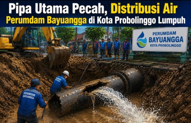 
					Pipa Utama Pecah, Distribusi Air Perumdam Bayuangga di Kota Probolinggo Lumpuh